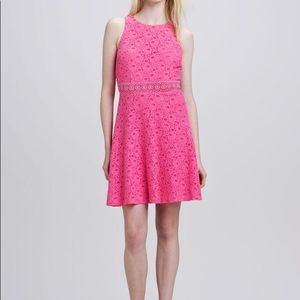 Bright Pink Fit and Flare Lace Dress Sz2